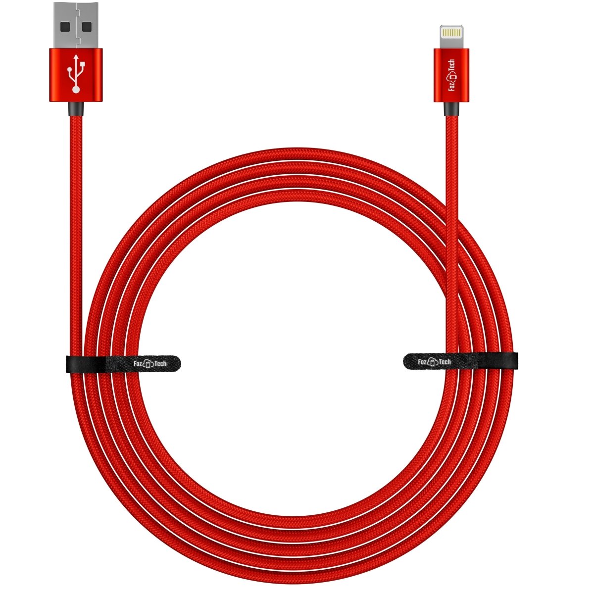 FozTech - CORE Series - USB Charger Cable Data Sync Lead for iPhone, iPad, iPod - Red - USB Cable - FozTech Official Store