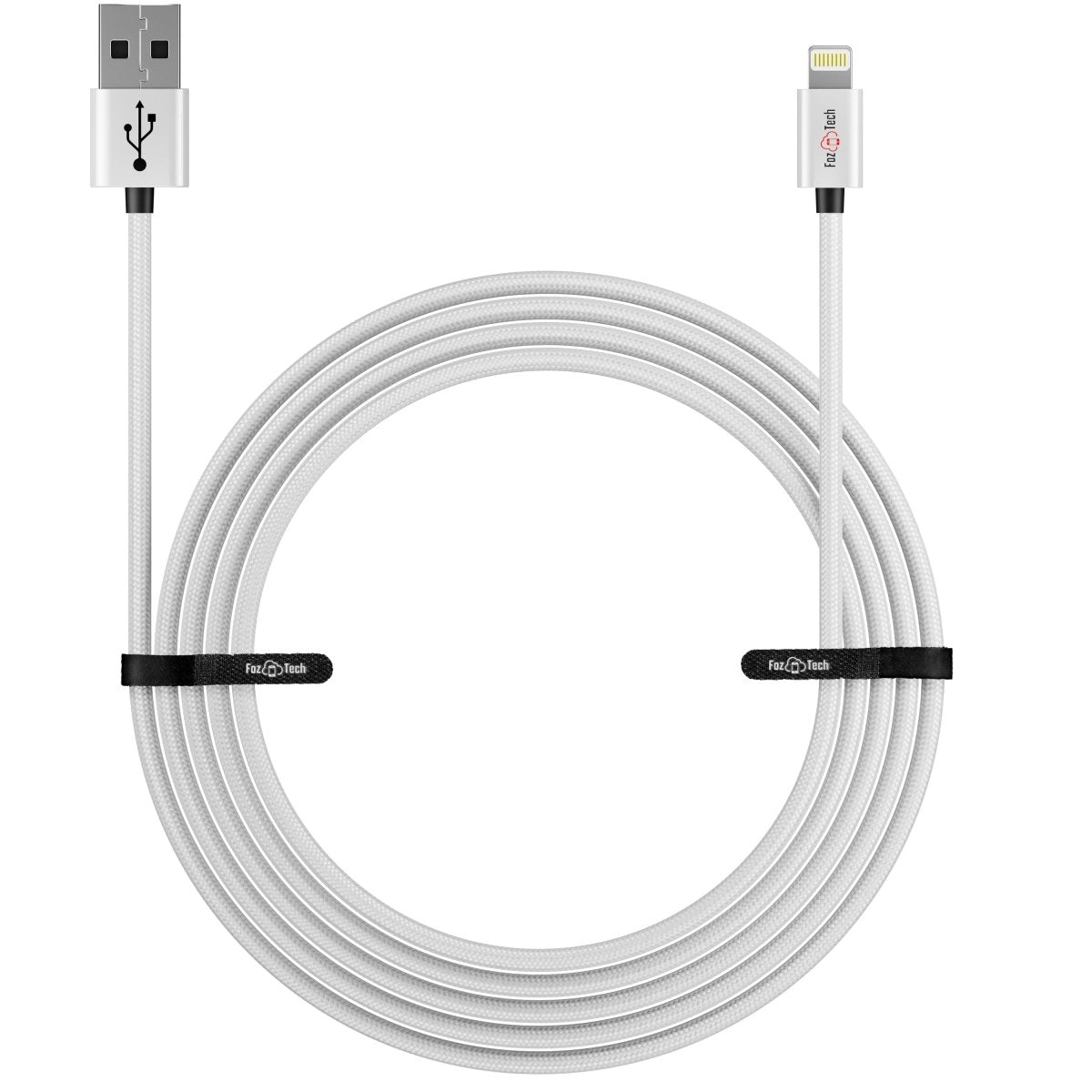FozTech - CORE Series - USB Charger Cable Data Sync Lead for iPhone, iPad, iPod - Silver - USB Cable - FozTech Official Store