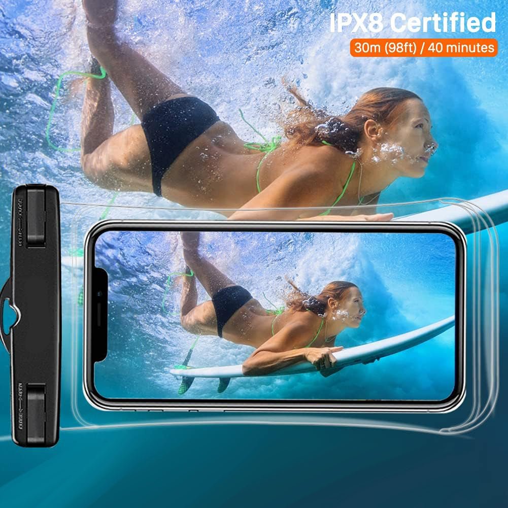 FozTech - Universal Waterproof Phone Pouch for Swimming, Dry Bag Lanyard Mobile Phone Case - Black - WaterproofPouch - FozTech Official Store