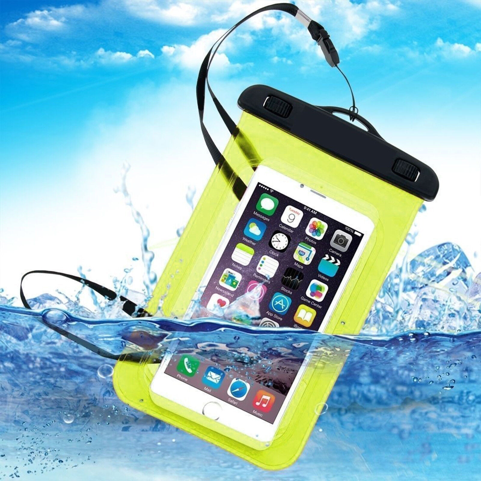 FozTech - Universal Waterproof Phone Pouch for Swimming, Dry Bag Lanyard Mobile Phone Case - Yellow - WaterproofPouch - FozTech Official Store